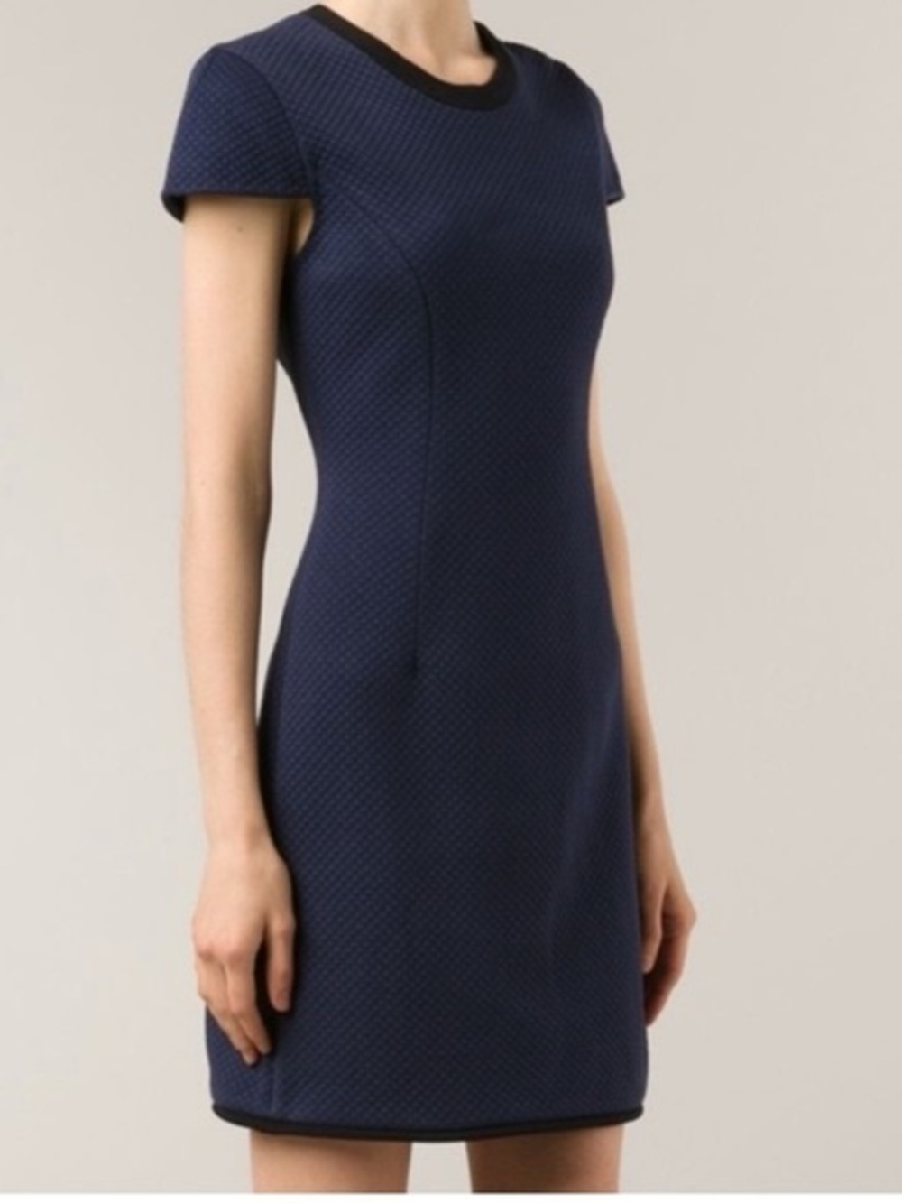 202. 3.1 Phillip Lim Navy Textured Short Sleeve Shift Dress